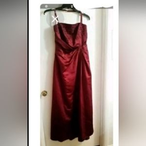Mori Lee burgandy prom, bridesmaid, military ball, holiday dress l